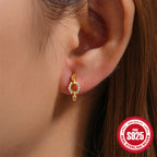 New925Sterling Silver Diamond-Encrusted Chain Earrings Ear Clips Fashionable Ear Jewelry