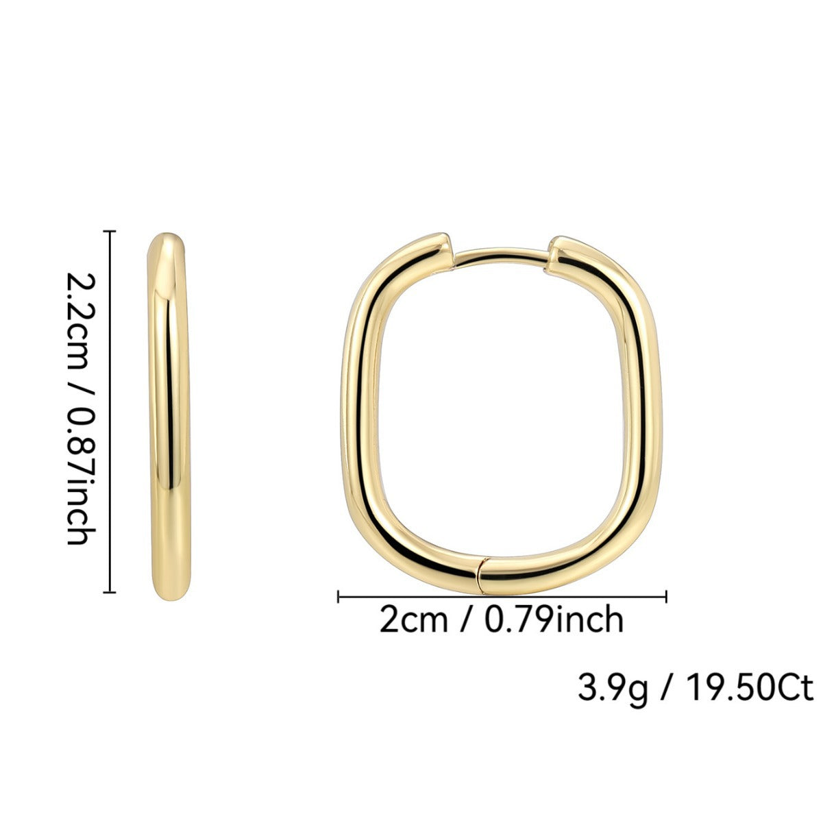 E0213 Geometric Oval Earrings Minimalist Hoop Gold-Plated Vintage Earrings Export