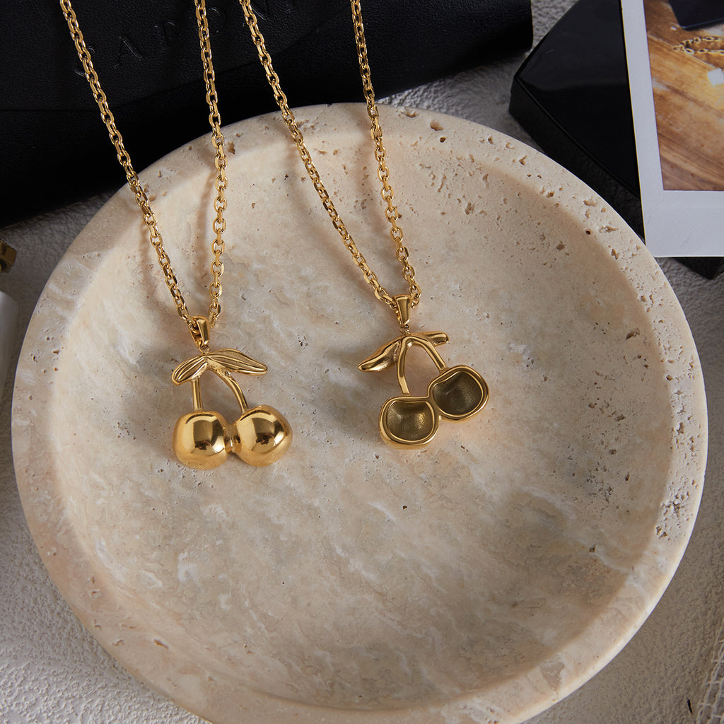 2H Cherry Necklace Accessories Women's Collarbone Chain18k Stainless Steel Jewelry
