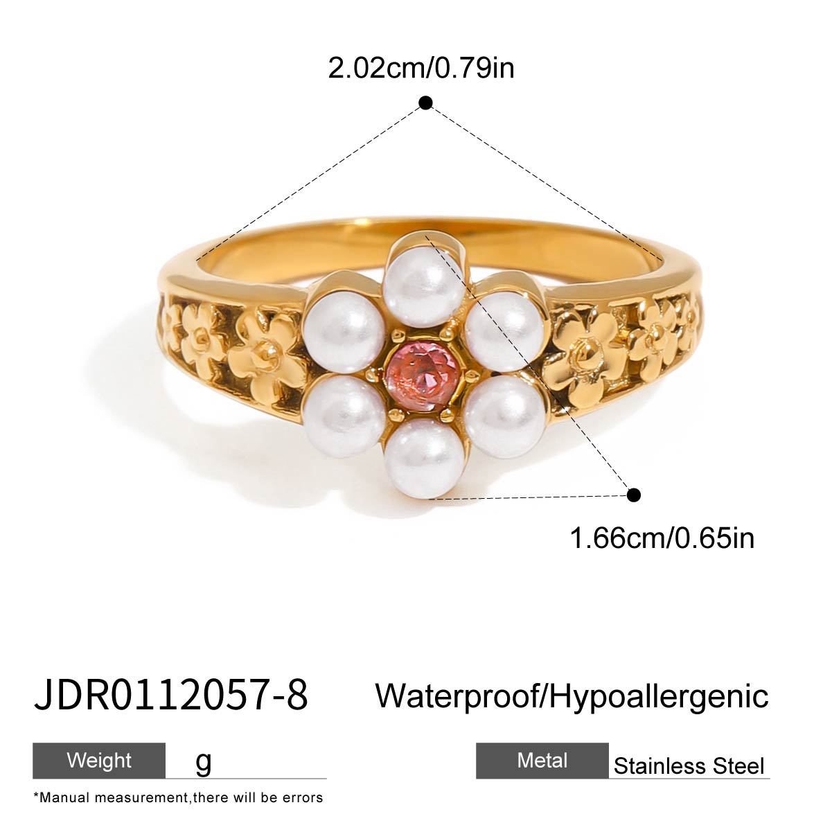 Stainless Steel Pink Zircon Ring Non-Fading Jewelry Non-Fading Accessories