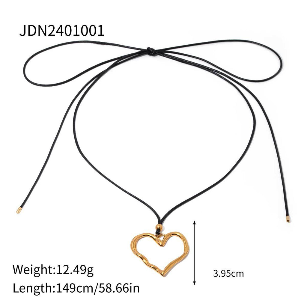 18K Gold Stainless Steel Wax Rope Circle Necklace Same Style Trendy Curved Tube Necklace