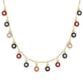 Gold-Plated Brass Vintage-Inspired Enamel Pendant Necklace with a vintage design profile