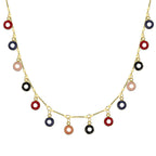 Gold-Plated Brass Vintage-Inspired Enamel Pendant Necklace with a vintage design profile