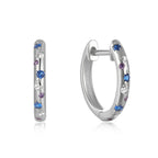 S925Sterling Silver Earrings for Women Fashion Star Moon Inlaid Diamond Hoop Earrings Ear Clips