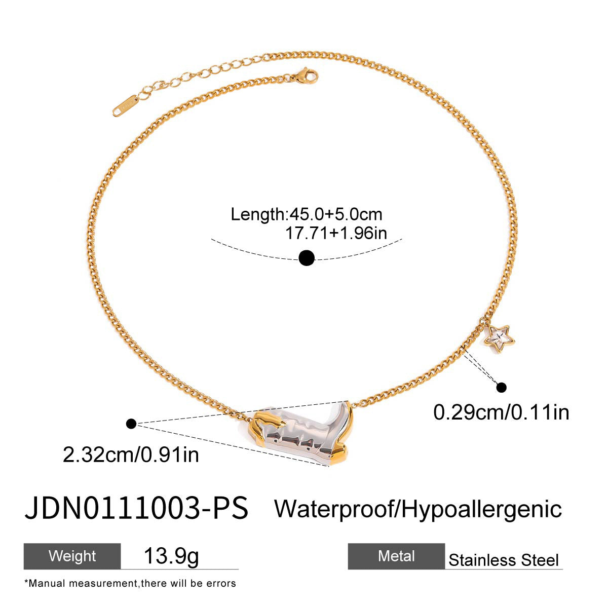 2H 18K Gold Necklace Jewelry Personalized Accessories Stainless Steel Necklace