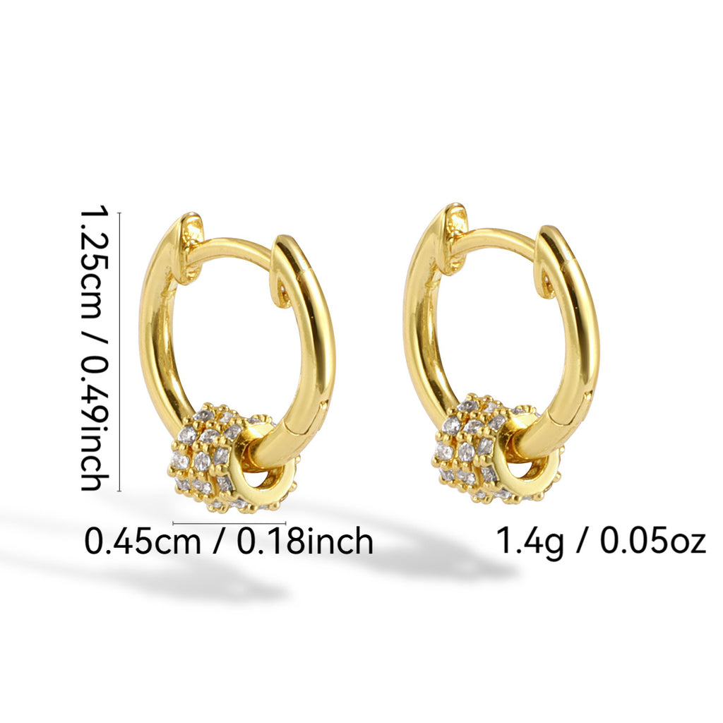 E0081 Fashion Diamond-Studded Multi-Hoop Earrings for Women, Stone-Studded Hoop Earrings, gold Export Small Accessories