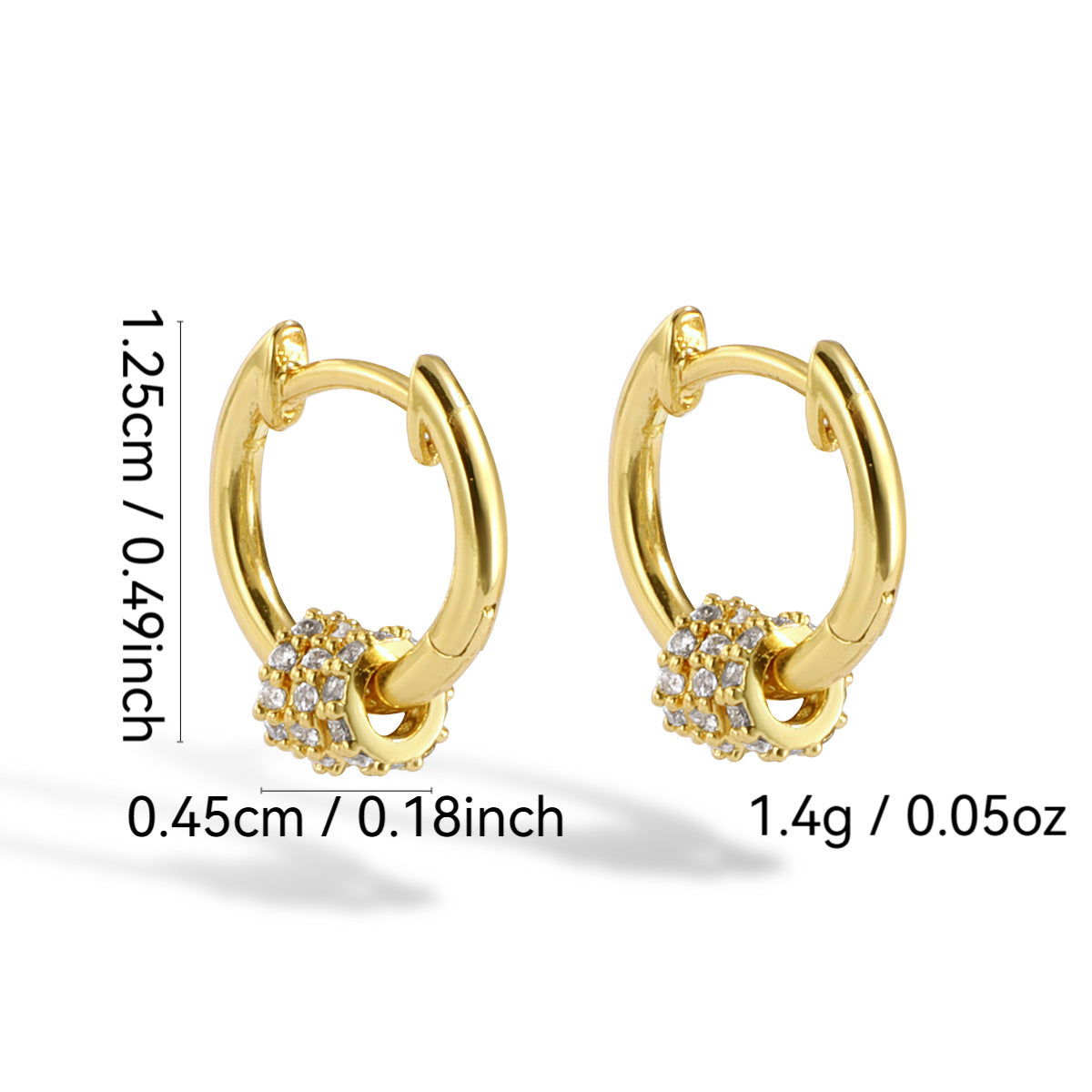 E0081 Fashion Diamond-Studded Multi-Hoop Earrings for Women, Stone-Studded Hoop Earrings, gold Export Small Accessories