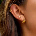 2H Stainless Steel Circle Earrings Pearl Studs Non-Fading Jewelry for Women