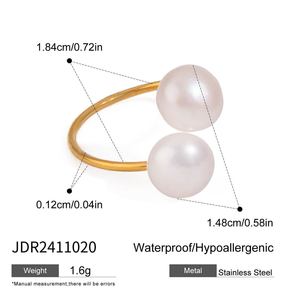 2H Freshwater Pearl Ring Non-Fading Jewelry Stainless Steel Accessories rings