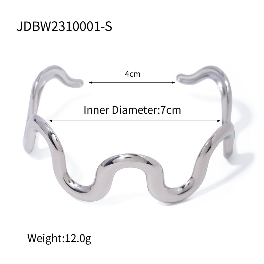 2H Hot Sale18k Gold Stainless Steel Wave Pull-Out Necklace Minimalist Style Choker for Women