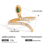 Original Green Zirconia Ring Non-Fading Jewelry Stainless Steel Bracelet Accessories