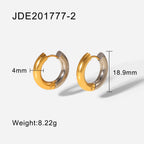 4Millimeter Design Geometric Hoop Earrings 4mm 18K Gold Plated Steel