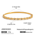 Gold-Plated Stainless Steel Bangle Bracelet with Cubic Zirconia Detail — style detail — jewelry finish and design detail