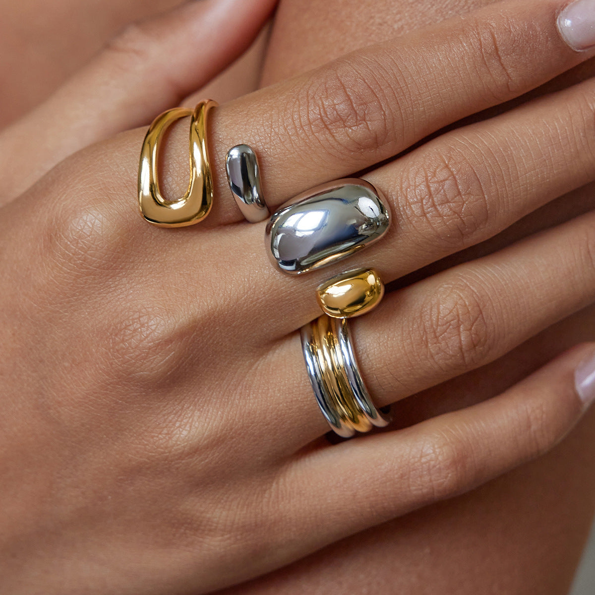 Color Block Ring Non-Fading Jewelry for Women Stainless Steel ring