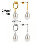 E0320 Ornament gold Metal Retro Earrings Special-shaped Imitation Pearl Earrings Female Geometric Eardrop