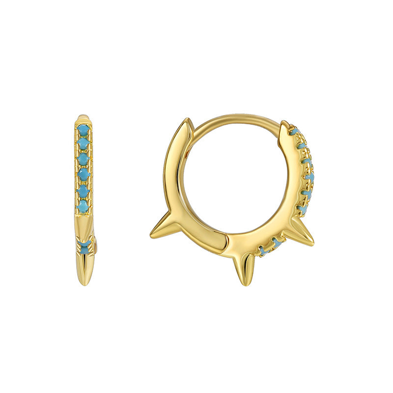 CYE0516 Fashion Punk Style Hip-Hop Unique Earrings for Women Blue Turquoise Minimalist Earrings