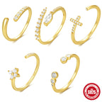 S925Sterling Silver Curved Petal Single Row Diamond Luxury Stacked Open Ring Hot Selling Index Finger Ring