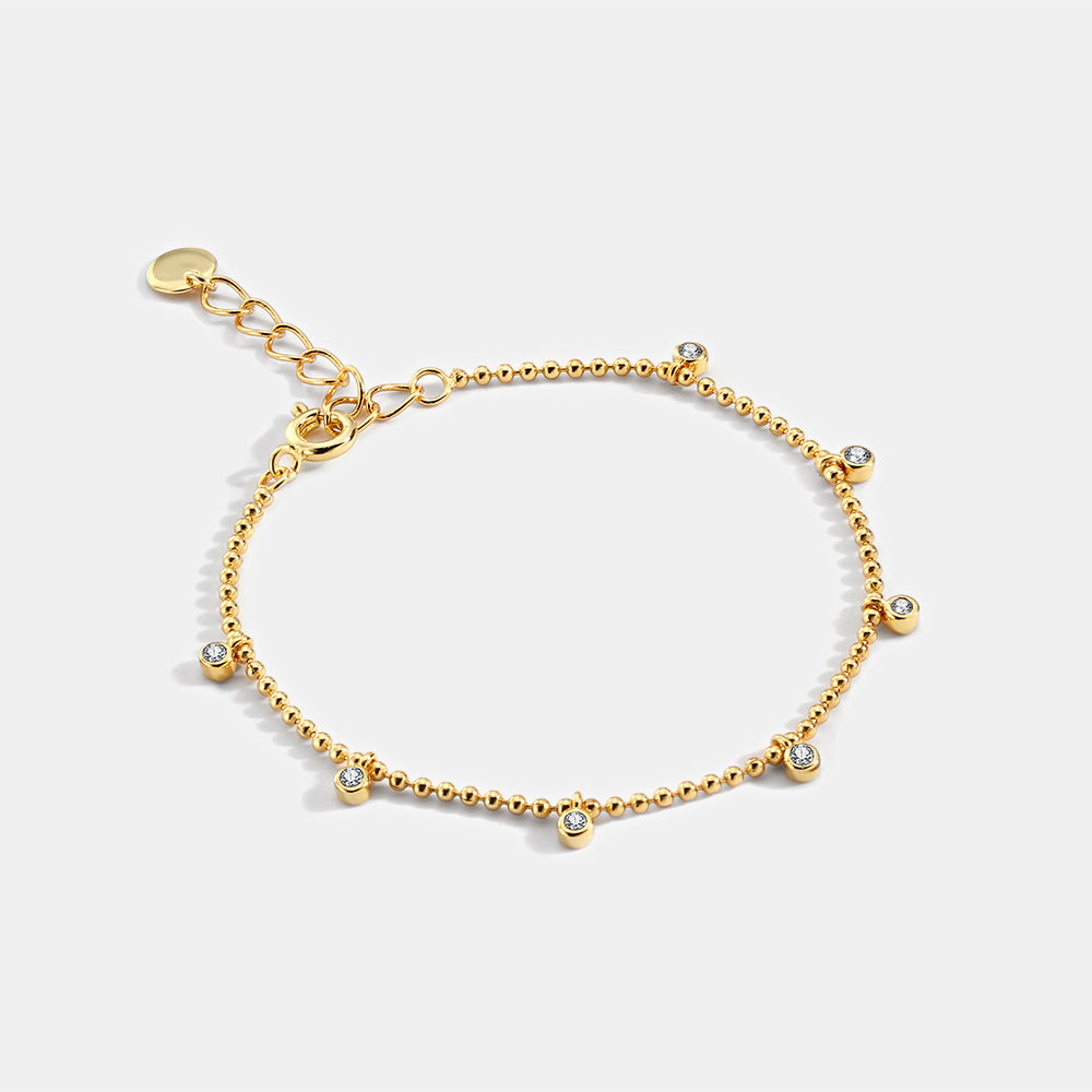 Super Stylish Jewelry Style Gold-Plated Round Bead Pendant Bracelet for Women, New Gold Bead Layering Bracelet