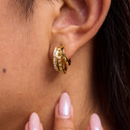 Stainless Steel Rhinestone Earrings Non-Fading Stud Earrings for Women