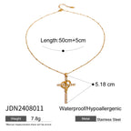 Stainless Steel Cross Pendant Necklace Zircon Natural Stone Clavicle Chain Neck Chain Jewelry