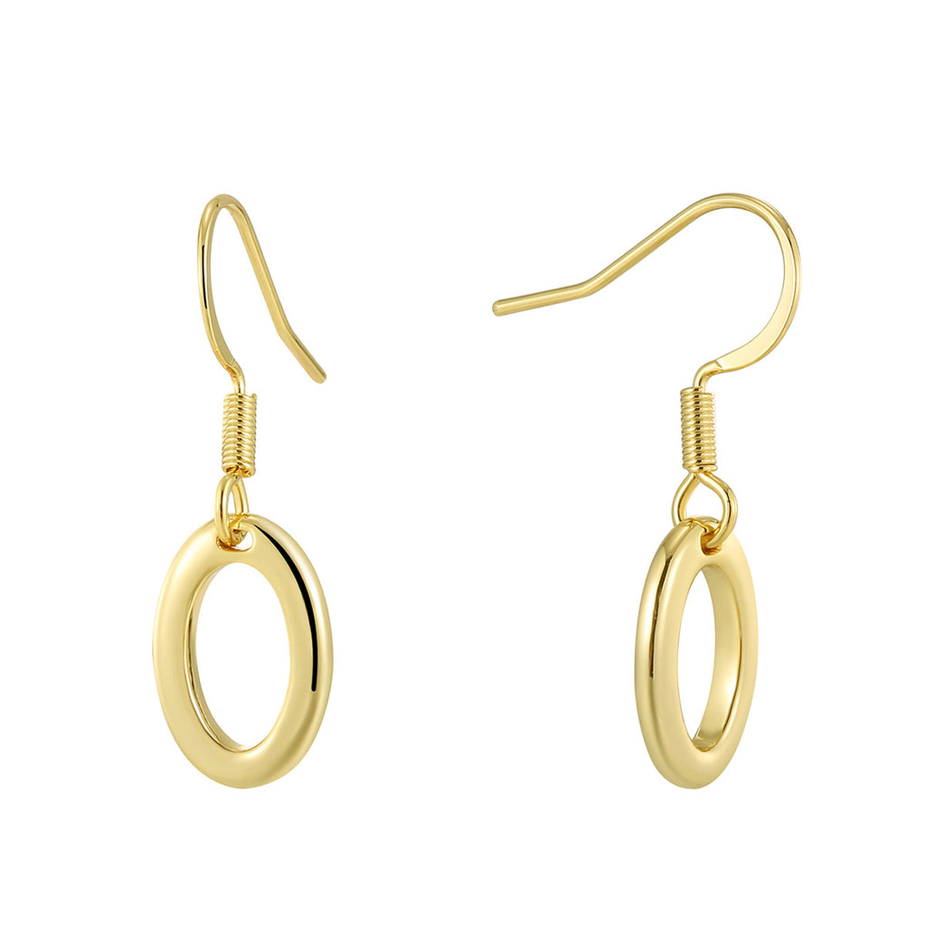 E0755 Autumn Accessories Hip-Hop Style Ear Hooks for Women Gold-Plated Hollow Oval Design Earrings