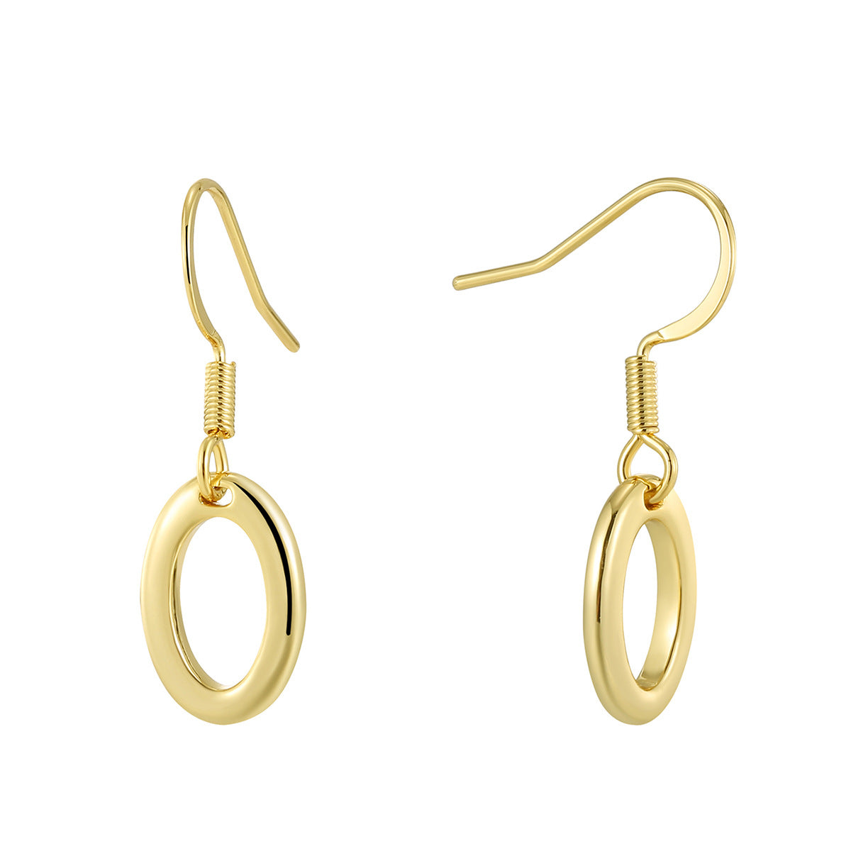 E0755 Autumn Accessories Hip-Hop Style Ear Hooks for Women Gold-Plated Hollow Oval Design Earrings
