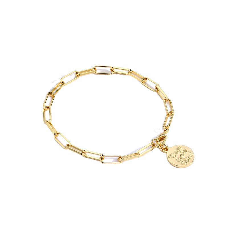 B0010 Wishing Coin Letter Couple Bracelet gold Chain Simple Gold Coin Bracelet