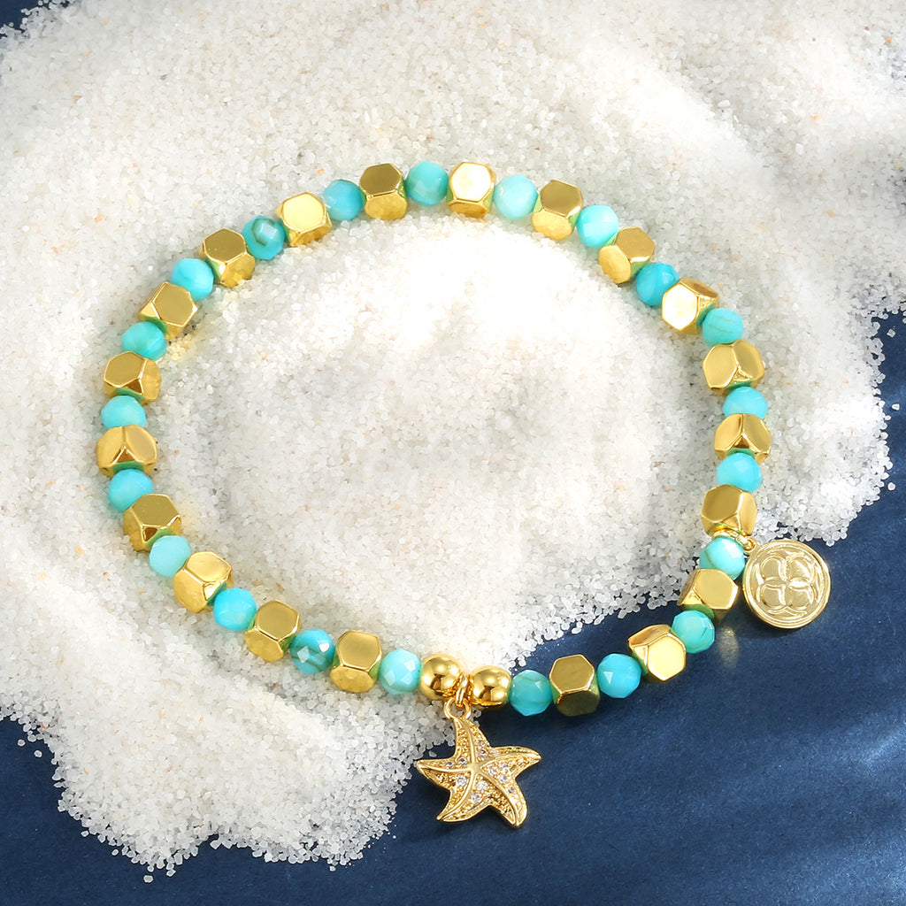 B0243 Fashion Starfish Vacation Beaded Design Trendy Jewelry Bracelet
