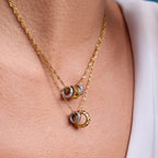 2H Color Block Circle Necklace Accessories Women's Collarbone Chain Stainless Steel Necklace Women