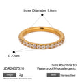 Cubic Zirconia Gold-Plated Stainless Steel Ring — Easy-Layering Style — material detail — jewelry finish and design detail