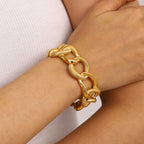 2H Stainless Steel gold Bracelet for Women Open Bangle bracelet
