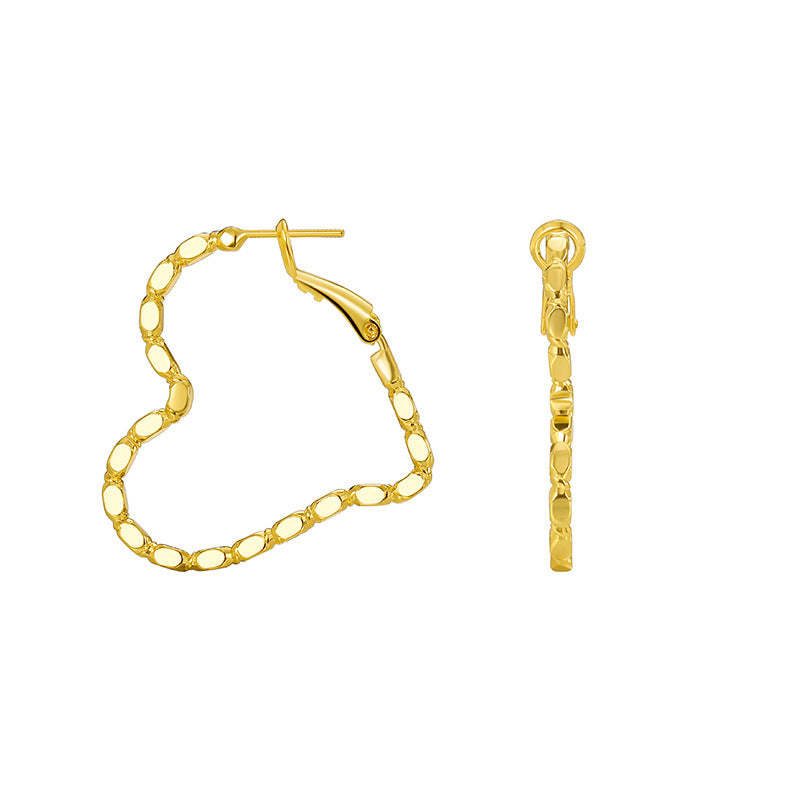 E0574 Korean Style Fashion Romantic Heart-Shaped Design Earrings for Women Copper Gold-Plated Simple Index Finger Ring