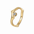 Gold-Plated Brass Geometric Asymmetric CZ Ring with Cubic zirconia Detail for private-label fashion jewelry buyers