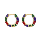 E0549 Sweet Cool Style Bamboo Joint Colorful Epoxy Earrings for Women Simple Copper Ear Clips Wholesale