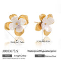Pearl Stainless Steel Stud Earrings in Gold-Plated — Thoughtful Design — detail view — jewelry finish and design detail
