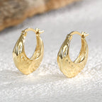 E0375 Vintage Concave-Convex Hammered Handmade Metal Hoop Earrings Irregular Three-Dimensional Texture Ear Jewelry Ear Hoop