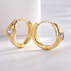 E0675 Korean Style Simple Fashion Heart-Shaped Zircon Earrings for Women Brass Gold-Plated Minimalist Earrings