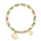 B0268 Bohemian Infinity Love Zircon Beaded Rose Quartz Blue Turquoise Bracelet