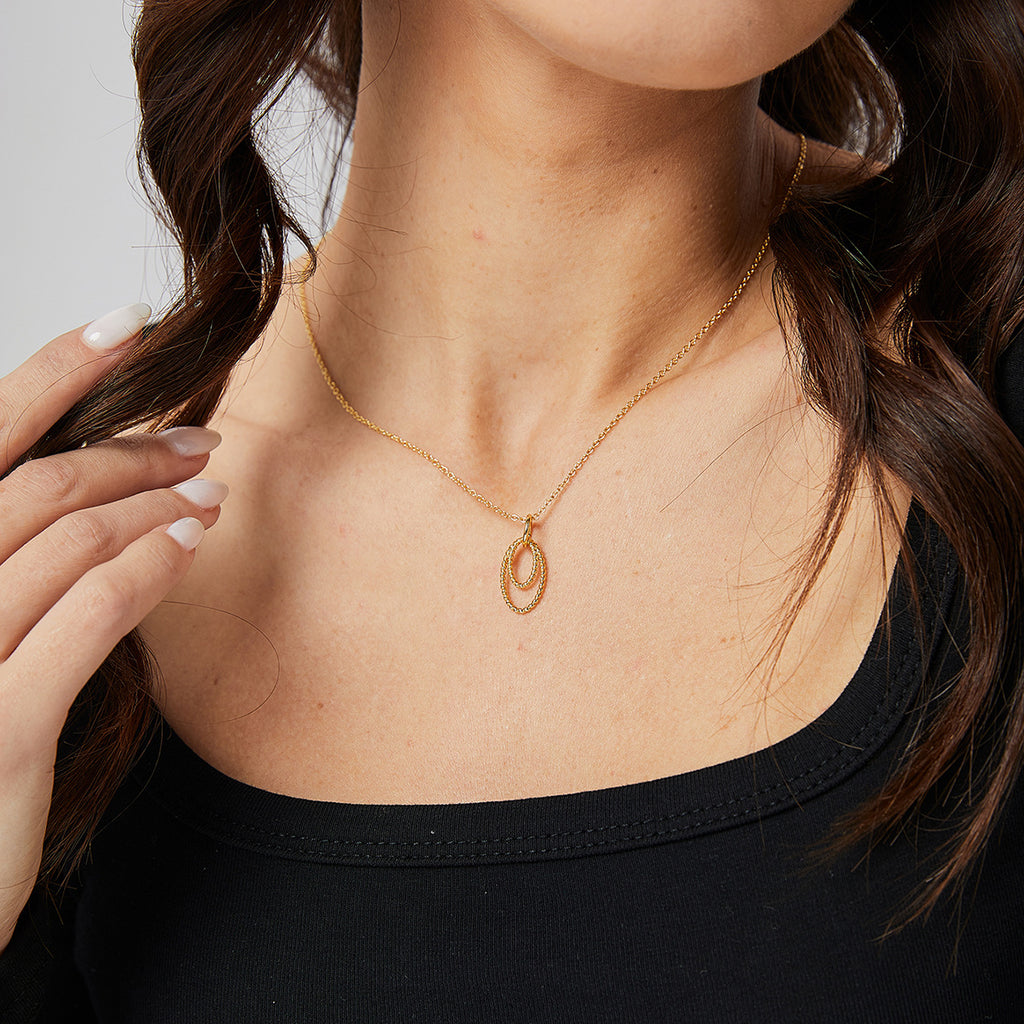 N0128 Hot Selling Jewelry Simple Trendy Double Loop Braided Pendant Collarbone Chain Vintage Necklace