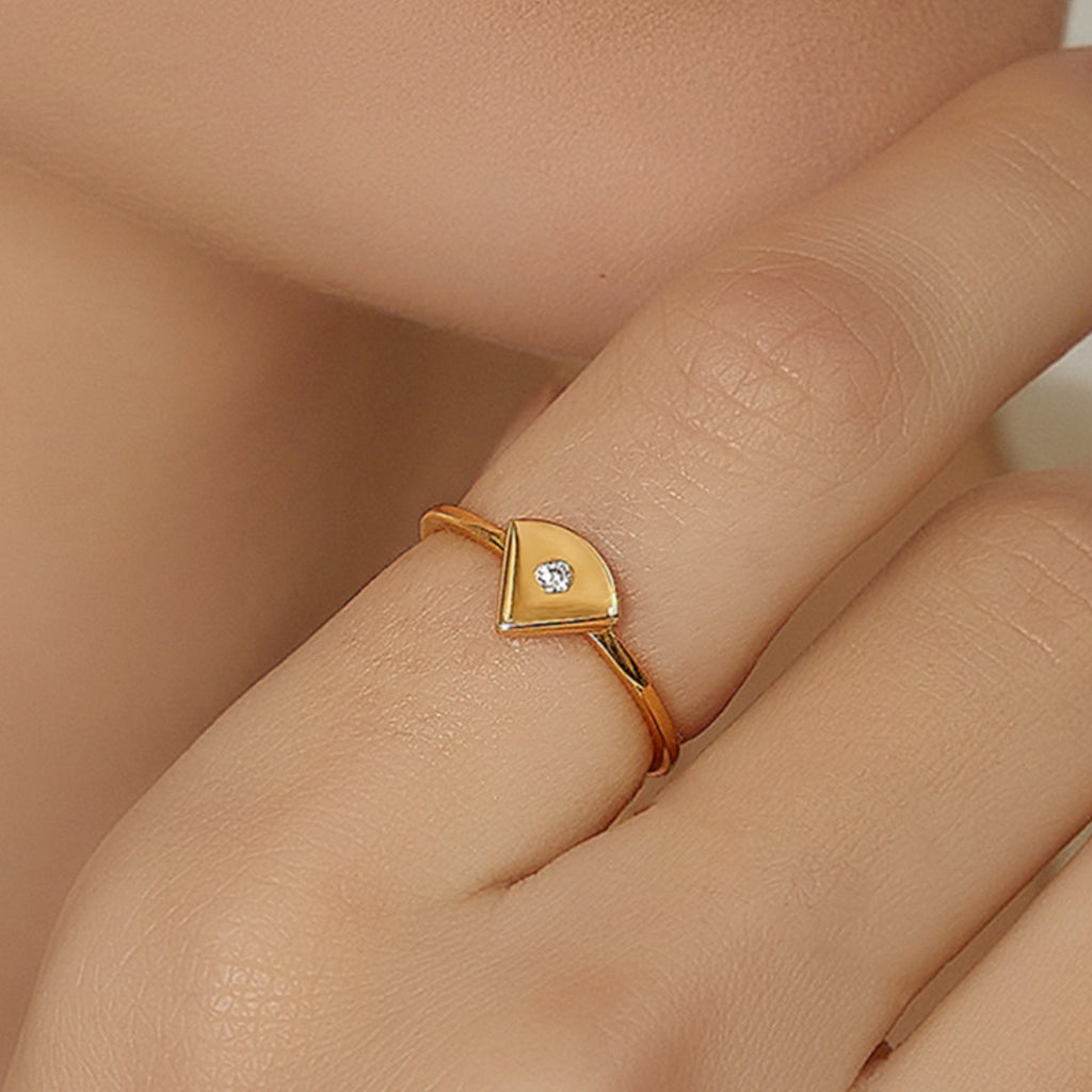 SR0023 S925Silver Geometric Triangle Ring Female Design casual Single Ring