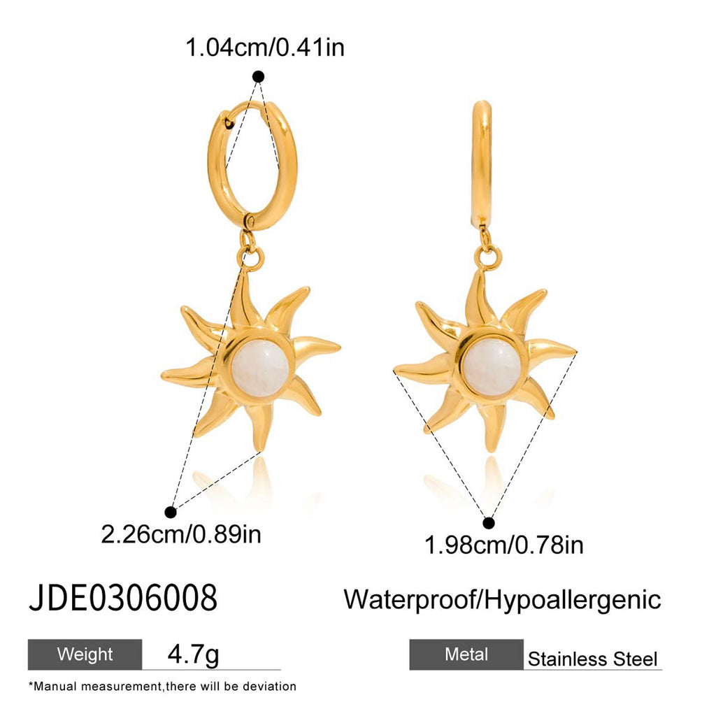 Original Moonstone Earrings Hoop Non-Fading Ear Jewelry Stainless Steel Accessories