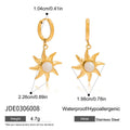 Modern Gold-Tone Stainless Steel Hoop Earrings with Celestial Detail with a hoop design profile