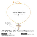 Cross Cubic Zirconia Gold-Plated Stainless Steel Pendant Necklace — close-up detail — jewelry finish and design detail