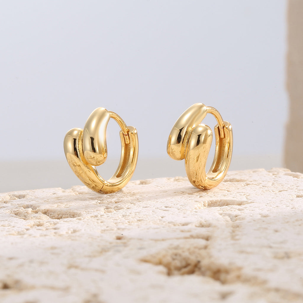 E0179 Fashion Copper Plated18K Gold Irregular Glossy Earrings for Women