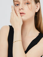 B0037Wind Rhombus Women's Thin Bracelet Fashionable Gold-Plated Copper with Zircon Inlay Source of Goods