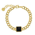 B0134 Minimalist Fashion Hip-Hop Style Trendy Bracelet for Women, Cool Style Black Square Zircon