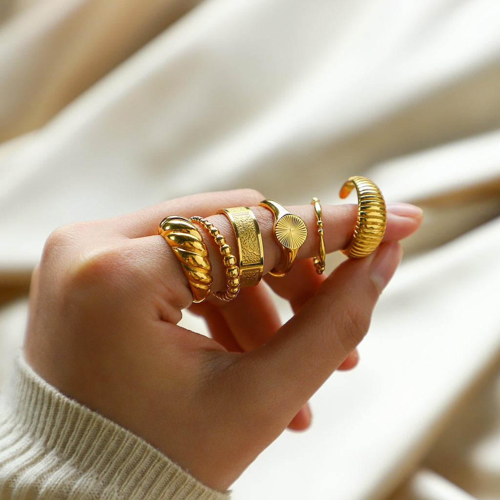 Minimalist gold Steel Color Series Stainless Steel Plain Ring Jewelry