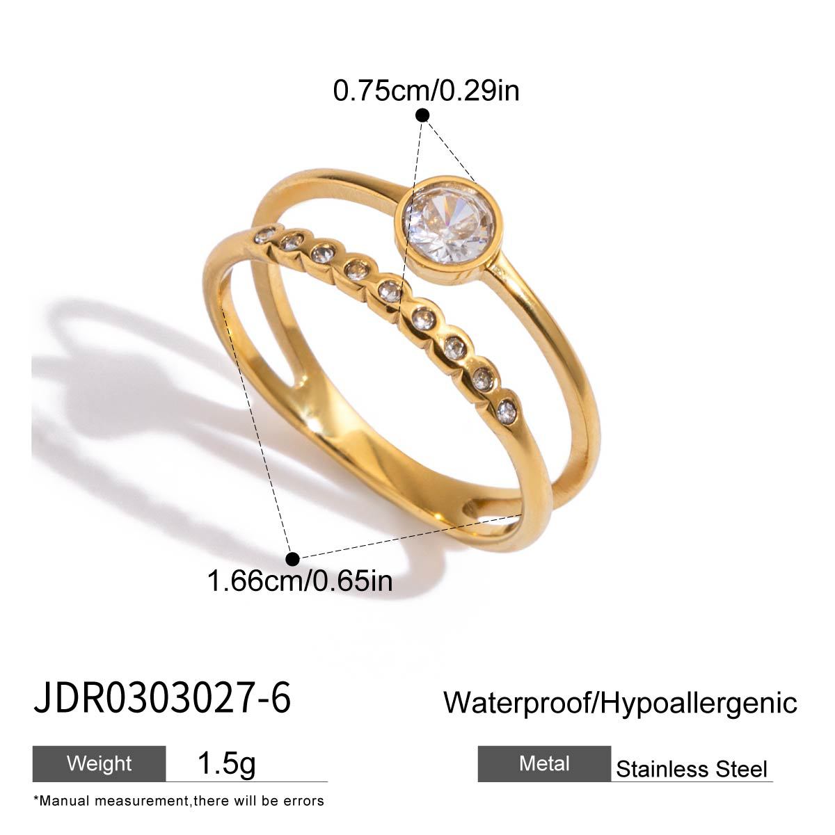 Zircon Ring Jewelry for Women, Non-Fading Stainless Steel Jewelry