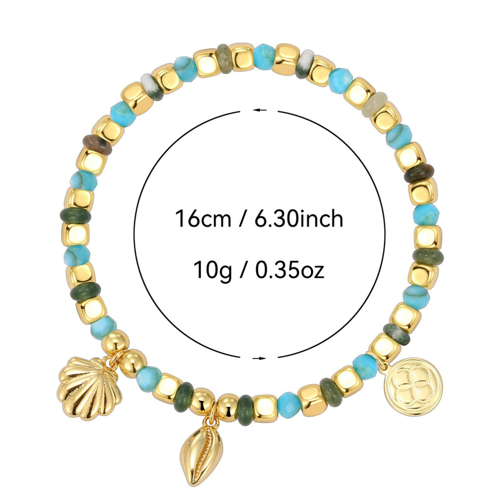 B0244 Shell Conch Beaded Vintage Bohemian Vacation Trend Bracelet