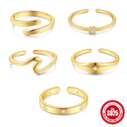 New S925Sterling Silver Wave Break Classic Open Toe Ring Hot Sale Summer Diamond-Studded Toe Ring